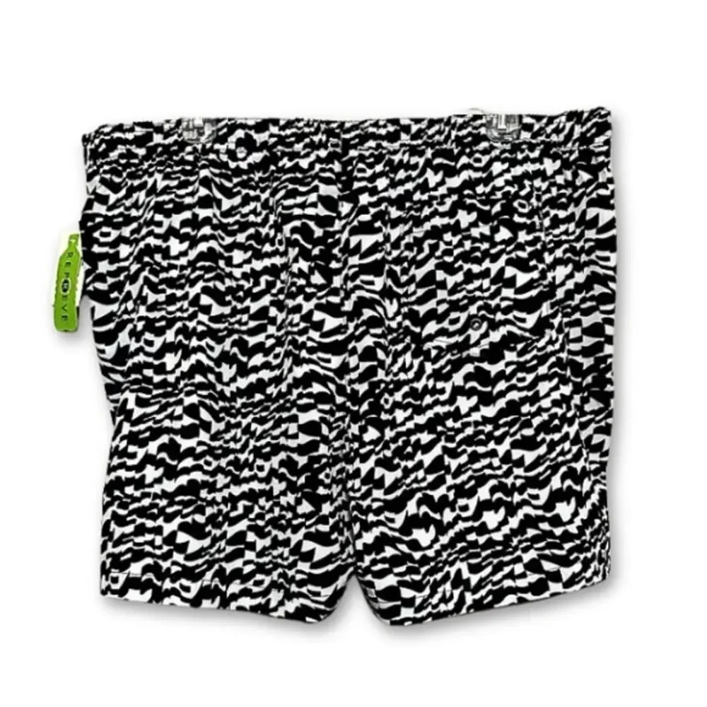 Open Edit Volley Swim Trunks Elastic Waistband Built-In Mesh Black/White XL NWT